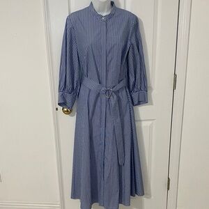 Akris Punto Blue Striped Shirt Dress-High End Brand